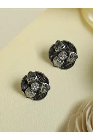 Priyaasi Silver-Plated Contemporary Studs Earrings