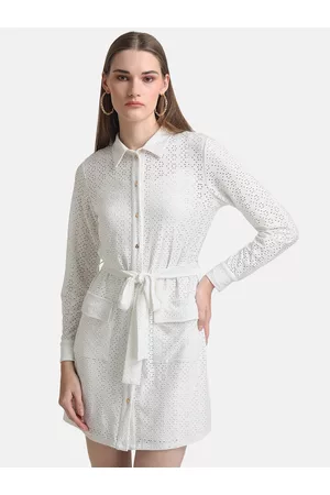Kazo White Schiffli Shirt Dress