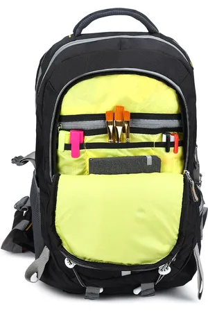 Provogue Unisex Black & Yellow Colourblocked Reflective Strip Backpack