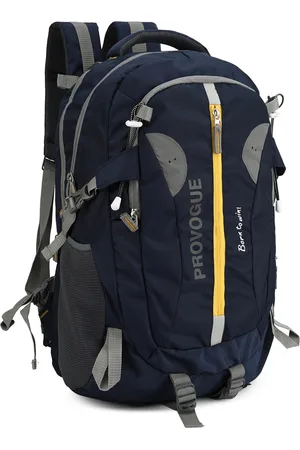Provogue Unisex Navy Blue Large Colourblocked Backpack with Reflective Strip & Rain Cover