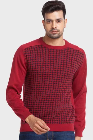 ColorPlus Men Red & Black Printed Pullover