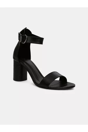 20Dresses Black PU Party Block Sandals