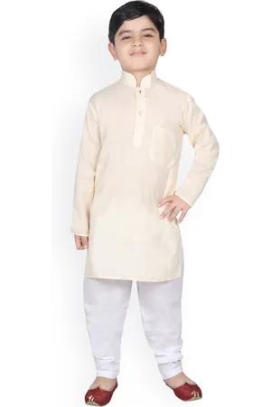 SG Boys Beige & White Solid Kurta with Pyjamas