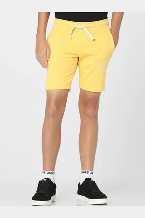 JACK & JONES Boys Yellow Slim Fit Cotton Outdoor Sports Shorts