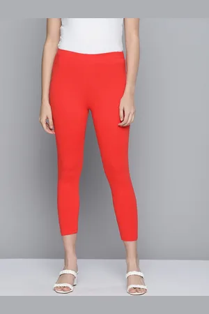 HERE&NOW Women Red Solid Ankle Length Leggings