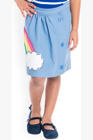 Cherry Crumble Girls Blue Skirt With Rainbow Applique Detailing