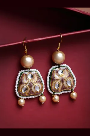 DUGRISTYLE Women Brown & White Contemporary Drop Earrings