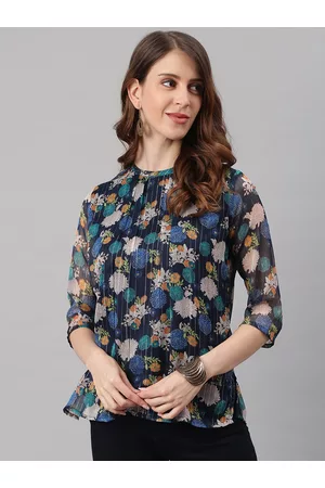 Janasya Georgette Floral Print Regular Top
