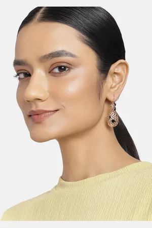 ESTELE Women Rose Gold & Black Contemporary Drop Earrings