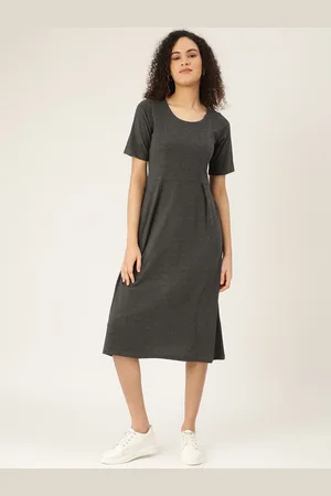 BRINN Charcoal Grey Midi Dress