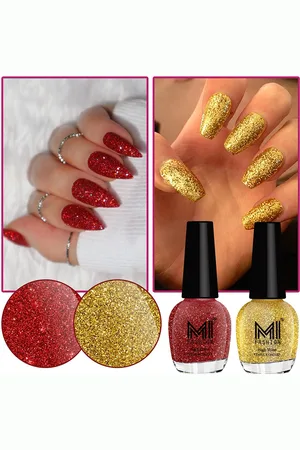 MI FASHION Set Of 2 Ultra Glass High Shine Glitter Long Stay Nail Polish - 15ml Each