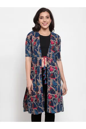 INDIBELLE Women Multicoloured Printed Open Front Fusion Shrug