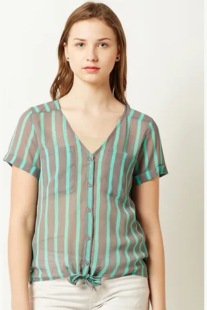 Miss Chase Women Grey Striped Top