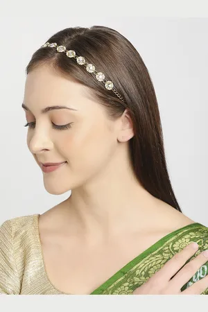 OOMPH Women Gold-Toned Pearl & Kundan-Studded Head Jewellery