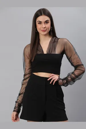Cation Black Fitted Crop Top