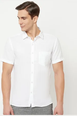 CANTABIL Men White Solid Classic Casual Shirt