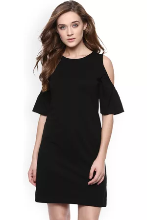 Miss Chase Women Black Solid A-Line Dress