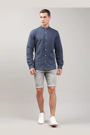 Lindbergh Men Navy Blue Slim Fit Casual Shirt