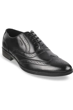 Metro Men Black Solid Leather Formal Brogues