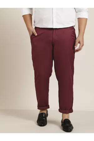 SOJANYA Men Burgundy Smart Trousers
