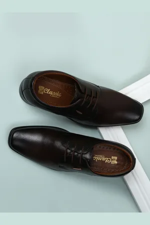 Red Chief Men Brown Solid Leather Formal Derbys
