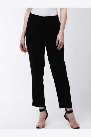 MAGRE Women Black Slim Fit Solid Cigarette Trousers