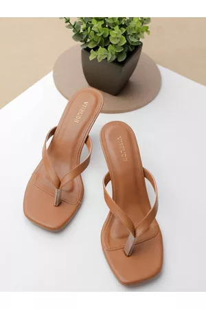Vishudh Women Tan Solid Sandals