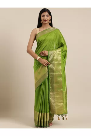 Mimosa Green Art Silk Woven Design Kanjeevaram Saree