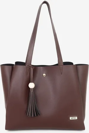 ROVOK Brown PU Shopper Tote Bag with Tasselled