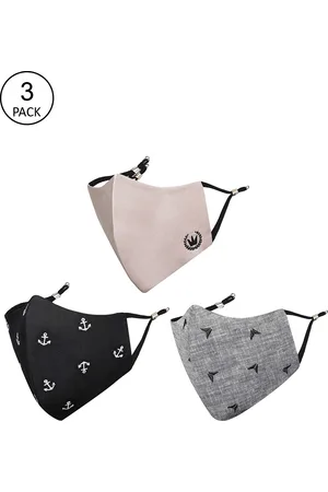 Masq Women Pack Of 3 Self-Design Pure Cotton 4-Ply Outdoor Cloth Masks