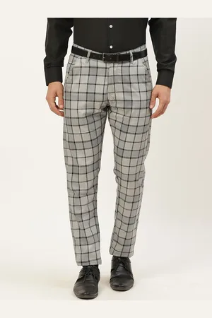 SOJANYA Men Grey Checked Formal Trousers