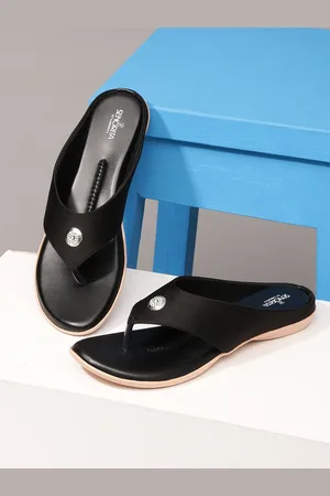 Liberty Women Black Solid Open Toe Flats