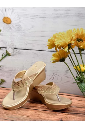 Buy Shoetopia Women Gold-toned Embellished Party Stiletto Pumps Heels Online