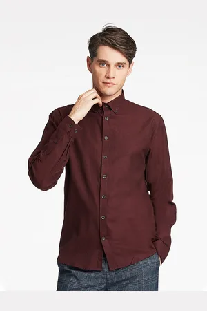 Lindbergh Men Maroon Slim Fit Casual Shirt