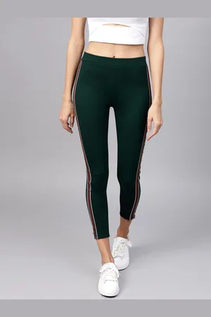 STREET 9 Women Green Solid Skinny Fit Cropped Treggings