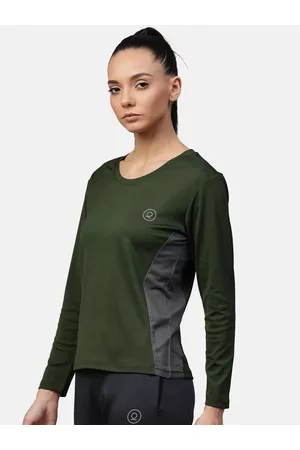 CHKOKKO Women Green Yoga T-shirt