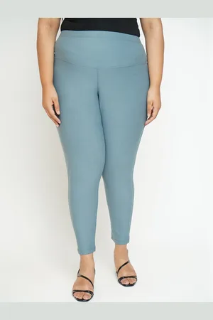 Amydus Women Plus Size Blue Solid Jeggings