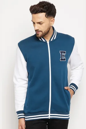 EDRIO Men Blue & White Fleece Sweatshirt