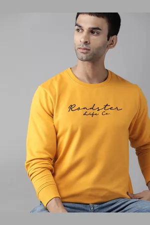 Roadster Men Yellow Embroidered Sweatshirt