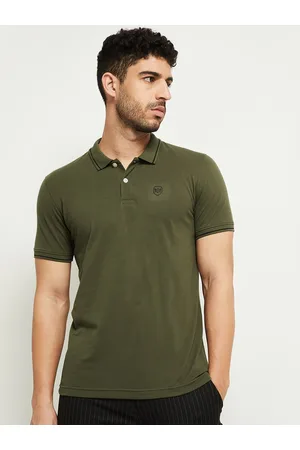 Max Collection Men Green Polo Collar T-shirt