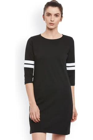 Miss Chase Women Black Solid T-shirt Dress