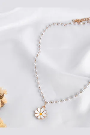Joker & Witch Gold-Toned & White Artificial Stone Beaded Necklace