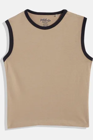 METRO KIDS COMPANY Boys Beige Solid T-shirt