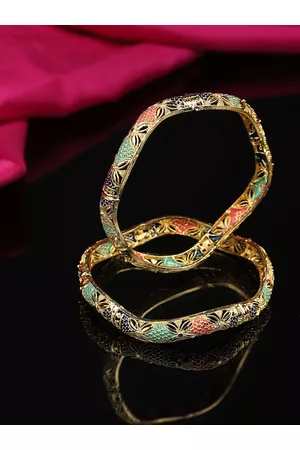 Yellow Chimes Women Set of 2 Gold-Plated Meenakari Bangle