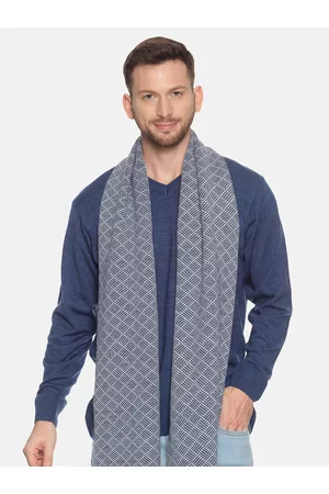513 Clothing Men Blue & Grey Patterned Muffler