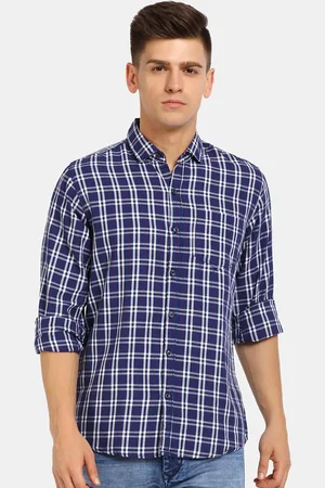 V-Mart Men Blue Classic Tartan Checked Cotton Casual Shirt