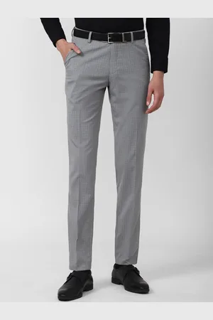Peter England Men Grey Slim Fit Trousers