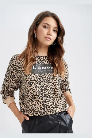 DeFacto Women Beige Printed Sweatshirt
