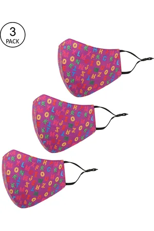 Tossido Kids Pack Of 3 Printed Pure Cotton 3-Ply Reusable Outdoor Cloth Masks