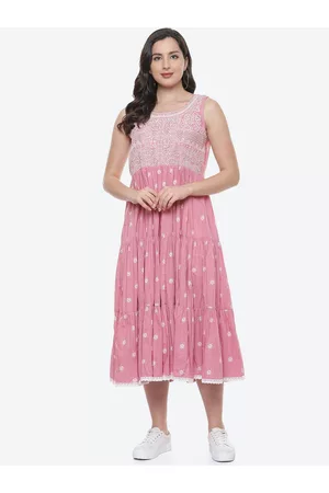 Biba Women Pink Ethnic Motifs Embroidered Thread Work Anarkali Kurta
